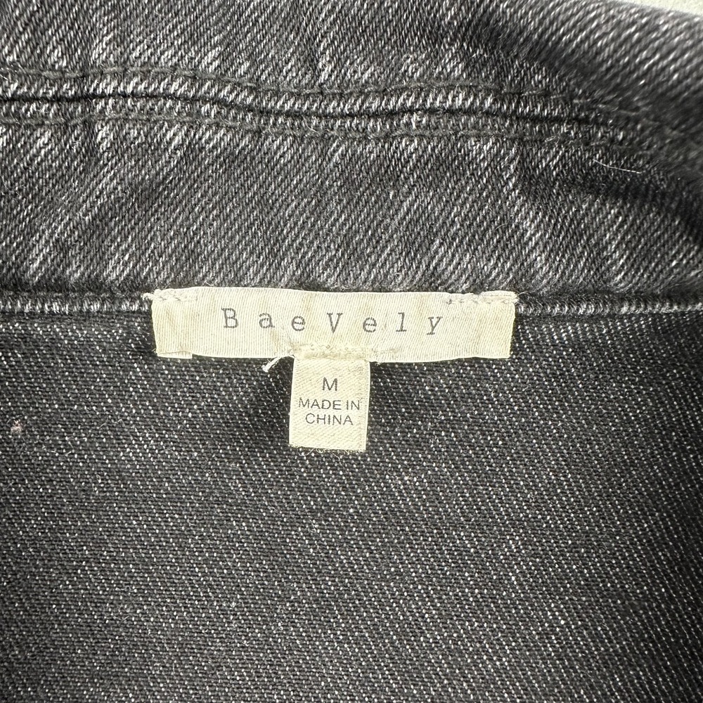 Baevely Böhme Women's Black Denim Light Wash Size Medium Collared Jacket - Picture 2 of 12